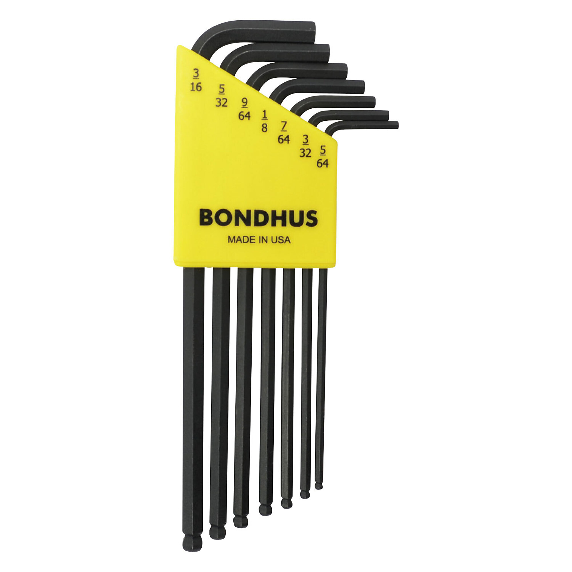 Bondhus Ball End L-wrench Set of 7, 5/64-3/16", Model 10945